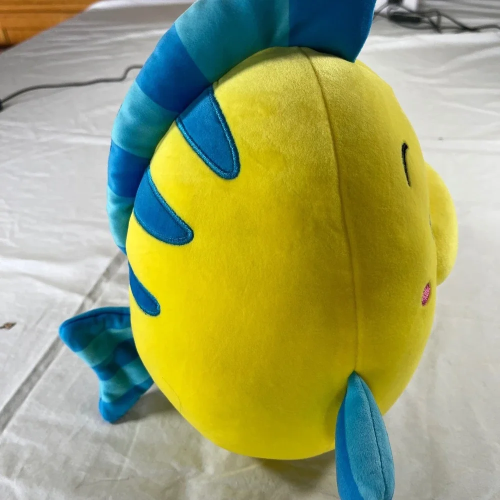 Disney Squishmallow FLOUNDER Fish Little Mermaid Yellow Blue Plush Animal